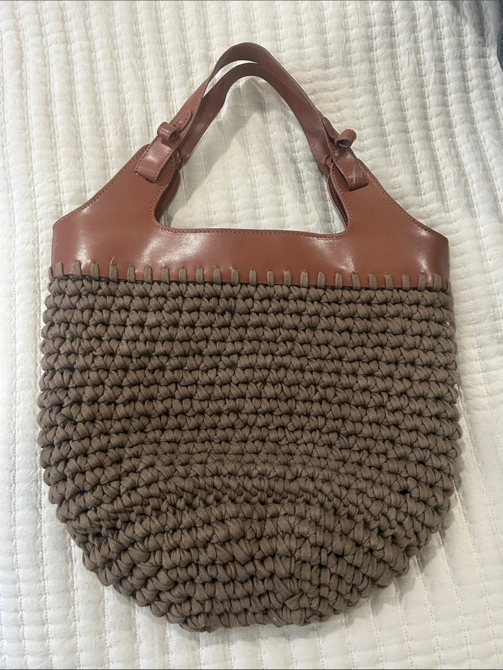 Free People Woven Bag in Olive Brown - Stylish Everyday Carry - Picture 2 of 9